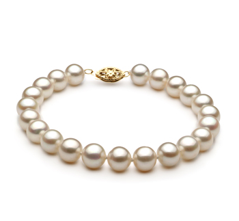 Blanc 7.5-8.5mm AA-qualité perles d'eau douce -Bracelet de perles