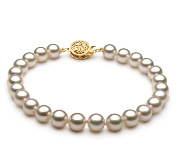 Blanc 6.5-7mm AAA-qualité Akoya du Japon -Bracelet de perles