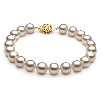 Blanc 7.5-8mm AA-qualité Akoya du Japon -Bracelet de perles