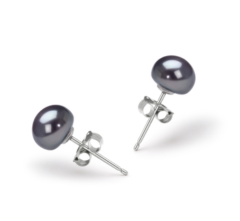 Noir 6-7mm AAA-qualité perles d'eau douce-Boucles d'oreilles en perles