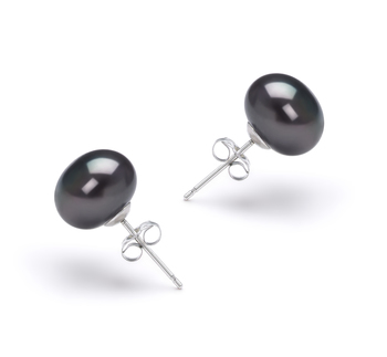 Noir 7-8mm AAA-qualité perles d'eau douce-Boucles d'oreilles en perles