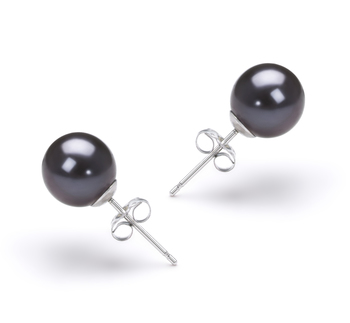 Noir 7-8mm AAAA-qualité perles d'eau douce-Boucles d'oreilles en perles