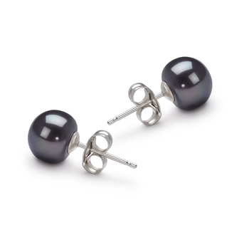 Noir 7-8mm AA-qualité perles d'eau douce-Boucles d'oreilles en perles