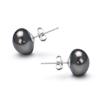 Noir 9-10mm AA-qualité perles d'eau douce-Boucles d'oreilles en perles