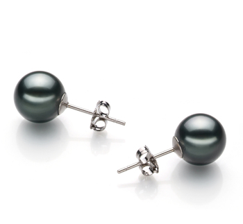 Noir 8-9mm AAA-qualité de Tahiti-Boucles d'oreilles en perles