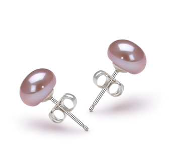 Lavande 7-8mm AA-qualité perles d'eau douce-Boucles d'oreilles en perles