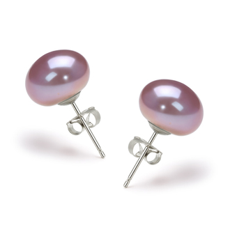 Lavande 9-10mm AA-qualité perles d'eau douce-Boucles d'oreilles en perles