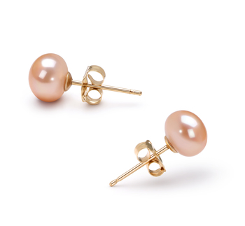 Rose 6-7mm AAA-qualité perles d'eau douce-Boucles d'oreilles en perles
