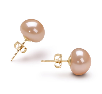 Rose 9-10mm AAA-qualité perles d'eau douce-Boucles d'oreilles en perles