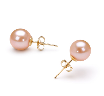 Rose 7-8mm AAAA-qualité perles d'eau douce-Boucles d'oreilles en perles