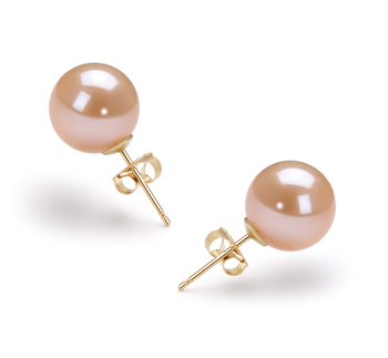Rose 9-10mm AAAA-qualité perles d'eau douce-Boucles d'oreilles en perles