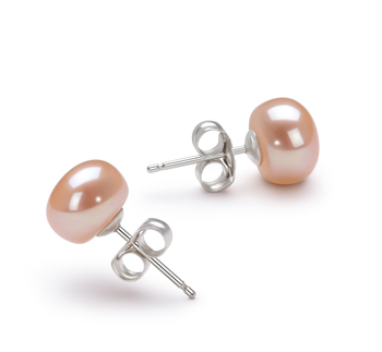 Rose 7-8mm AA-qualité perles d'eau douce-Boucles d'oreilles en perles