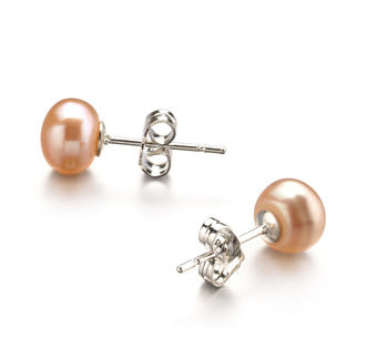 Rose 6-7mm AA-qualité perles d'eau douce-Boucles d'oreilles en perles