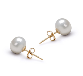 Blanc 7-8mm AAA-qualité perles d'eau douce-Boucles d'oreilles en perles