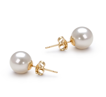 Blanc 7-8mm AAAA-qualité perles d'eau douce-Boucles d'oreilles en perles