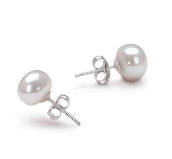 Blanc 7-8mm AA-qualité perles d'eau douce-Boucles d'oreilles en perles