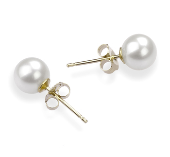 Blanc 5.5-6mm AAAA-qualité perles d'eau douce-Boucles d'oreilles en perles