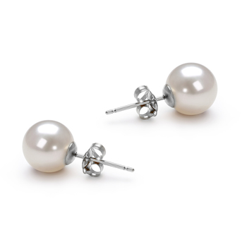 Blanc 7-8mm AAAA-qualité perles d'eau douce 925/1000 Argent-Boucles d'oreilles en perles