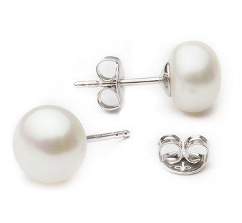 Blanc 8-8.5mm AA-qualité perles d'eau douce-Boucles d'oreilles en perles