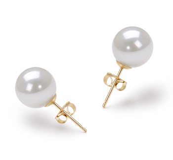 Blanc 8.5-9mm AAA-qualité Akoya du Japon-Boucles d'oreilles en perles