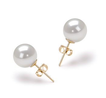 Belle AA 8-9 mm blanc akoya collier de perles boucle d'oreille Or 14K Fermoir + 