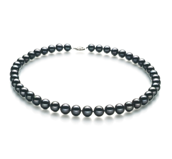 Noir 8.5-9mm AA-qualité perles d'eau douce 925/1000 Argent-Collier de perles