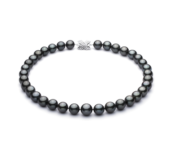 Noir 11-13.5mm AA+-qualité de Tahiti 585/1000 Or Blanc-Collier de perles