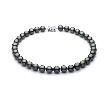 Noir 10.9-13.8mm AAA-qualité de Tahiti 585/1000 Or Blanc-Collier de perles