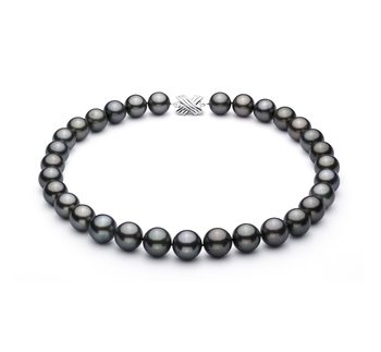 Noir 13-15.5mm AAA-qualité de Tahiti 585/1000 Or Blanc-Collier de perles