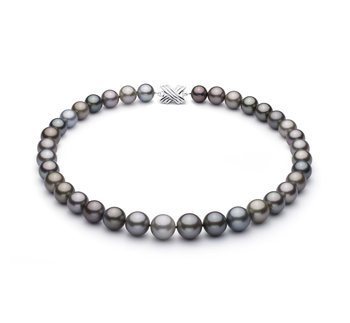 Multicolore 11-14.6mm AAA-qualité de Tahiti 585/1000 Or Blanc-Collier de perles