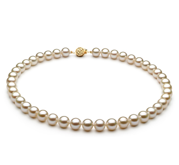 Blanc 8-8.5mm AAAA-qualité perles d'eau douce Rempli D'or-Collier de perles