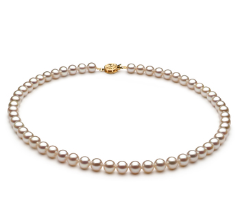 Blanc 6-7mm AAAA-qualité perles d'eau douce -Collier de perles