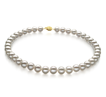 Blanc 9-10mm AAA-qualité perles d'eau douce Rempli D'or-Collier de perles