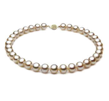 Blanc 10.5-11.5mm AAA-qualité perles d'eau douce Rempli D'or-Collier de perles