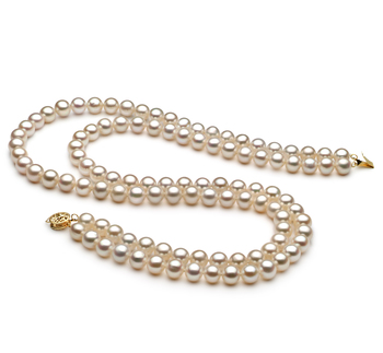 Blanc 7.5-8.5mm AA-qualité perles d'eau douce Rempli D'or-Collier de perles