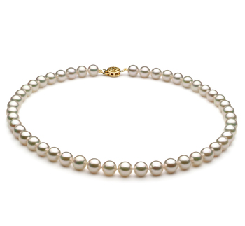 Blanc 7.5-8mm AAA-qualité Akoya du Japon -Collier de perles