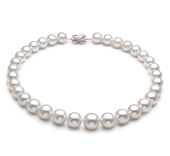 Blanc 12-16mm AAA-qualité des Mers du Sud 585/1000 Or Blanc-Collier de perles