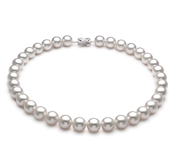 Blanc 12-13mm AAA-qualité des Mers du Sud 585/1000 Or Blanc-Collier de perles