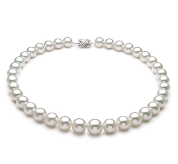 Blanc 11-14mm AAA+-qualité des Mers du Sud 585/1000 Or Blanc-Collier de perles