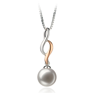 Pennie Blanc 8-9mm AA-qualité Akoya du Japon 925/1000 Argent-pendentif en perles