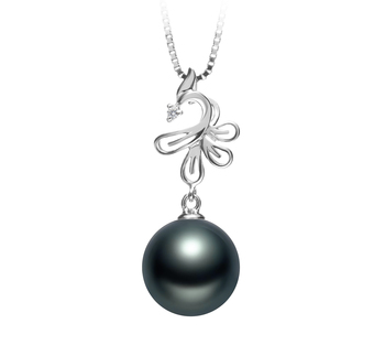 Phoenix Noir 10-11mm AAA-qualité de Tahiti 925/1000 Argent-pendentif en perles