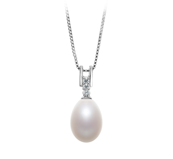 Pomona Blanc 10-11mm AA - Drop-qualité perles d'eau douce 925/1000 Argent-pendentif en perles