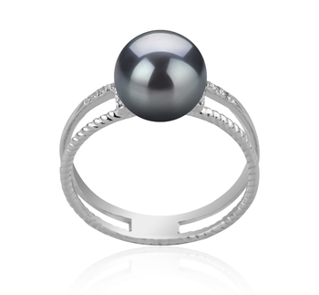 Rahara Noir 8-9mm AAA-qualité Akoya du Japon 925/1000 Argent-Bague perles