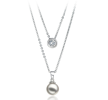 Ramona Blanc 7-8mm AA-qualité Akoya du Japon 925/1000 Argent-Collier de perles