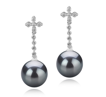 Raquel Noir 10-11mm AAA-qualité de Tahiti 925/1000 Argent-Boucles d'oreilles en perles