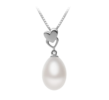 Rea Blanc 10-11mm AA - Drop-qualité perles d'eau douce 925/1000 Argent-pendentif en perles