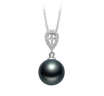 Regina Noir 10-11mm AAA-qualité de Tahiti 925/1000 Argent-pendentif en perles