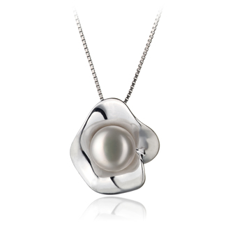 Rocio Blanc 9-10mm AA-qualité perles d'eau douce 925/1000 Argent-pendentif en perles