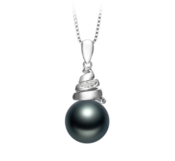 Romola Noir 10-11mm AAA-qualité de Tahiti 925/1000 Argent-pendentif en perles