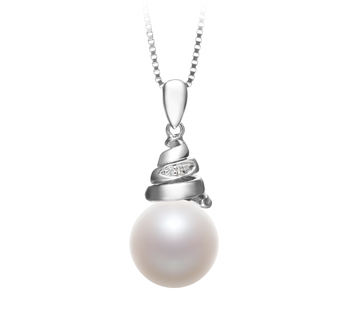 Romola Blanc 10-11mm AAAA-qualité perles d'eau douce 925/1000 Argent-pendentif en perles